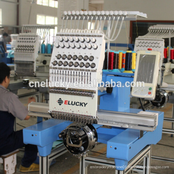 Elucky Computerized embroidery machine price with 7" touch screen for cap t-shirt shoes embroidery